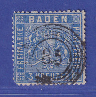 Baden 3 Kreuzer Veilchenblau Wappen Mi.-Nr. 10 C O Gepr. PFENNINGER ANSEHEN ! - Oblitérés