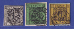 Baden 1853/54  Mi.-Nr. 5-7 Gestempelt (Nr. 6 Und 7 Auf Briefstücken) - Used