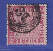 Baden 9 Kr Karmin Wappen Mi.-Nr. 12 Gestempelt  Gepr. PFENNINGER - Used