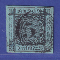 Baden 3 Kr Schwarz Auf Blau Mi.-Nr. 8 III Gestempelt  Gepr. PFENNINGER - Used