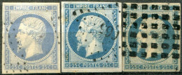 FRANCE - Y&T  N° 14A (o)...bleu Laiteux + Gros Points - 1853-1860 Napoléon III.