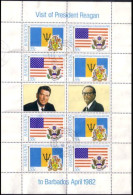 Barbados Ronald Reagan B/F Drapeaux Flags S/S (A50-211) - Briefmarken