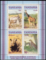 Tanzanie Oryx Rhinoceros Cheetah Guepard Giraffe Girafe MNH ** Neuf SC ( A51 60b) - Other & Unclassified