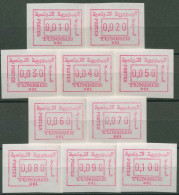 Tunesien 1992 Automatenmarken Satz 10 Werte , ATM 1.1 Y Postfrisch - Tunisia