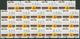 Spanien 1992 Automatenmarken EXPO Sevilla Satz 19 Werte, ATM 2.1 S1 Postfrisch - Neufs