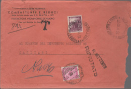 ITALIA - Storia Postale Repubblica - 1950 - 20 Democratica + 20 Segnatasse - Lettera Tassata E Restituita Al Mittente - - 1946-60: Marcophilie