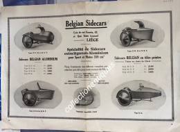 Publicité Dans Une Revue Pour "Belgian Sidecars" De Liège - Années 20 - 41,50 X 30 Cm - Motor Bikes