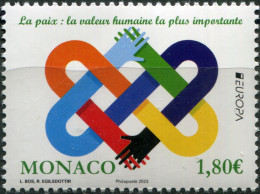 Monaco 2023. Peace, Humanity's Highest Value (MNH OG) Stamp - Ongebruikt