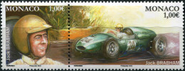 Monaco 2023. Legendary F1 Drivers. Jack Brabham (MNH OG) Block Of 2 Stamps - Ungebraucht