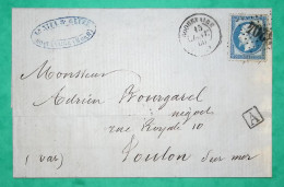 N°22 GC 3204 ROQUEVAIRE BOUCHES DU RHONE BOITE URBAINE A FABRIQUES DE MINIUM NIEL & GLIZE POUR TOULON VAR 1866 FRANCE - 1849-1876: Période Classique