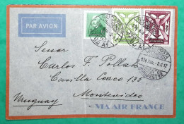 LETTRE PAR AVION AIR MAIL BUDAPEST HONGRIE HUNGARY POUR MONTEVIDEO URUGUAY VIA AIR FRANCE COVER - 1927-1959 Covers & Documents