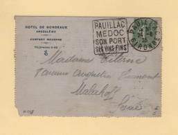 Type Semeuse - N°198 Seul Sur Lettre - 1926 - Daguin - Pauilliac Medoc Son Port Ses Vins Fins - 1877-1920: Période Semi Moderne