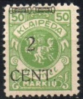 MEMEL,  KLAIPEDA, 1923, MI 177, FREIMARKE MIT AUFDRUCK,  FALZSPUR, UNGEBRAUCHT, - Memelland 1923