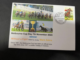 6-6-2024 (25) Australia - 7th November 2023 - Melbourne Cup (winner Without A Fight - Ridder Mark Zahra) Horse Stamp - Storia Postale