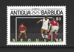 Antigua Soccer On Olympics 1988 Seoul $3 Single Fine MNH - Neufs