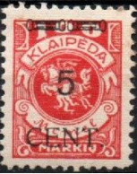 MEMEL,  KLAIPEDA, 1923, MI 180, FREIMARKE MIT AUFDRUCK, FALZSPUR, UNGEBRAUCHT, - Klaipeda 1923