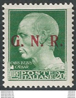 1943 Repubblica Sociale Lire 20 G.N.R. Brescia III Var MNH Sassone 487/III - Altri & Non Classificati