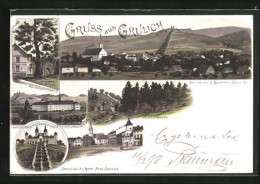 Lithographie Grulich, Muttergottesberg, Kloster Der Ursulinen, Ring-Platz  - Tchéquie