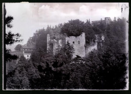 Fotografie Brück & Sohn Meissen, Ansicht Oybin, Blick Auf Die Burgruine Mit Gasthaus Am Berg Oybin  - Lieux