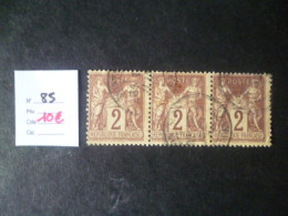 Timbre France Oblitéré N° 85  Bande 3  1877 - 1876-1898 Sage (Type II)