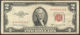 United States Note 2 Dollars Jefferson Red Seal 1953 C A-A VF No Tear Or Hole - Billets Des États-Unis (1928-1953)