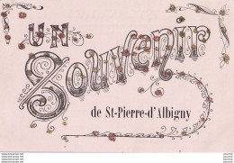 B1-73) SAINT PIERRE D ' ALBIGNY - UN SOUVENIR - (CARTE FANTAISIE - ART NOUVEAU AVEC AJOUTIS DE BRILLANTS - 2 SCANS) - Saint Pierre D'Albigny