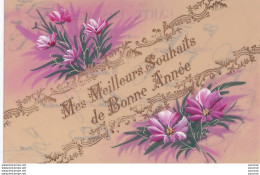 CARTE EN CELLULOID - MES MEILLEURS SOUHAITS DE BONNE ANNEE - ( FLEURS AQUARELLEES ANEMONES - 2 SCANS ) - Nouvel An