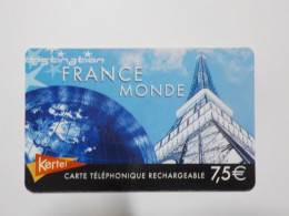CARTE TELEPHONIQUE  Kertel "Destination France Monde"  7.5 Euros - Mobicartes