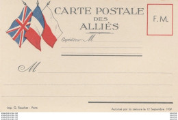 A8- CARTE POSTALE DES ALLIES - FM - IMP ROUCHET PARIS - CENSURE 1939 - NEUVE - CARTE EN FRANCHISE - 2 SCANS - Brieven En Documenten