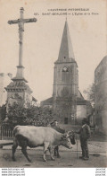 D17- 63) SAINT BEAUZIRE (L'AUVERGNE PITTORESQUE)  L'EGLISE ET LA CROIX - (ATTELAGE DE BOEUFS - 2 SCANS) - Autres & Non Classés