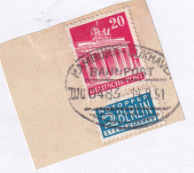 HAMBURG-CUXHAVEN BAHNPOST ZUG 0483 14.9.51auf Briefstück - Autres & Non Classés
