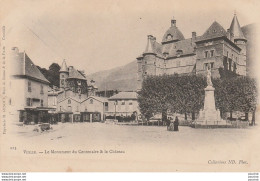 F10-38) VIZILLE (ISERE) LE MONUMENT DU CENTENAIRE ET LE CHATEAU  - (ANIMEE - OBLITERATION DE 1903 - 2 SCANS)) - Vizille