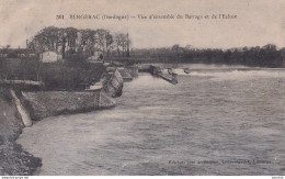 24) BERGERAC (DORDOGNE) VUE D ' ENSEMBLE DU BARRAGE ET DE L' ECLUSE + TAMPON DEPOT DU 108° D ' INFANTERIE -  ( 3 SCANS) - Bergerac