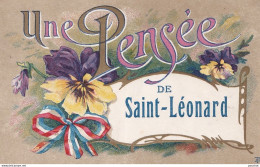 F13-87) SAINT LEONARD - UNE PENSÉE - (CARTE FANTAISIE + TAMPON COMMISSION MILITAIRE DE LA GARE DE LIMOGES - ( 3 SCANS )  - Saint Leonard De Noblat