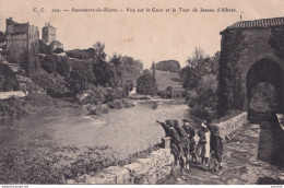 F4-44) SAUVETERRE DE BEARN - VUE SUR LE GAVE ET LA TOUR DE JEANNE D ' ALBRET - ANIMEE - ECOLIERS - ( 2 SCANS ) - Sauveterre De Bearn