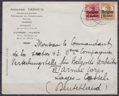 L. "Architecte-Expert Adolphe Ledoux Jambes Namur" Affr. OC3+OC15  Càd PROFONDVILLE /-9.1.1917 Pour Camp De CASSEL Allem - OC1/25 Generaal Gouvernement