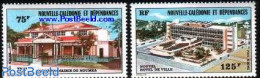 New Caledonia 1976 City Halls 2v, Mint NH, Art - Architecture - Nuevos