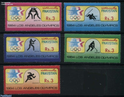 Pakistan 1984 Olympic Games 5v, Mint NH, Sport - Hockey - Kayaks & Rowing - Olympic Games - Hockey (sur Gazon)