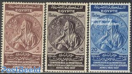 Egypt (Kingdom) 1937 Treaty Of Montreux 3v, Mint NH, History - History - Neufs