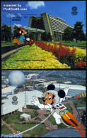 Antigua & Barbuda 1988 Disney Epcot 2 S/s, Mint NH, Transport - Railways - Art - Disney - Modern Architecture - Trains