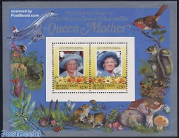 Virgin Islands 1985 Queen Mother S/s, Mint NH, History - Nature - Transport - Kings & Queens (Royalty) - Animals (othe.. - Royalties, Royals