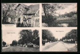 AK Zechlin, Materialwarenhandlung Von R. Laudahn, Am Mühlenteich, Strassenpartie Im Dorf  - Zechlin