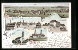 Lithographie Bad Dürrheim, Totalansicht, Ludwig Saline, Kirche, Hotel Z. Saline  - Bad Dürrheim