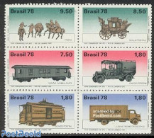 Brazil 1978 Postal Services 6v [++], Mint NH, Nature - Transport - Horses - Post - Automobiles - Coaches - Railways - Ongebruikt