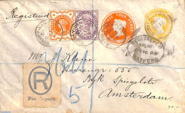 Great Britain 1899 Envelope 3d, Uprated For Registered Mail To Amsterdam, Postal History - Autres & Non Classés