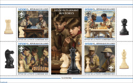 Guinea, Republic 2023 Scouts Playing Chess, Mint NH, Sport - Chess - Scouting - Ajedrez