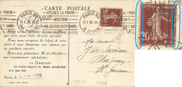 FRANCE - ROULETTE - Yv. 139  (DENTS MASSICOTEES) FRANKING PC (BON MARCHE)  -1926 - Roulettes