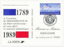Souvenir Philatélique PHILEXFRANCE 89 Bicentenaire De La Révolution + Certificat De Souscription - Documents Of Postal Services