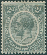 Nyasaland Protectorate 1913 SG87 2d Grey KGV KGV Mult CA Wmk MH - Nyasaland (1907-1953)