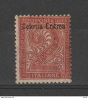 ERITREA:  1893  CIFRA  -   2 C. BRUNO  ROSSO  N. -  SASS. 2 - Erythrée